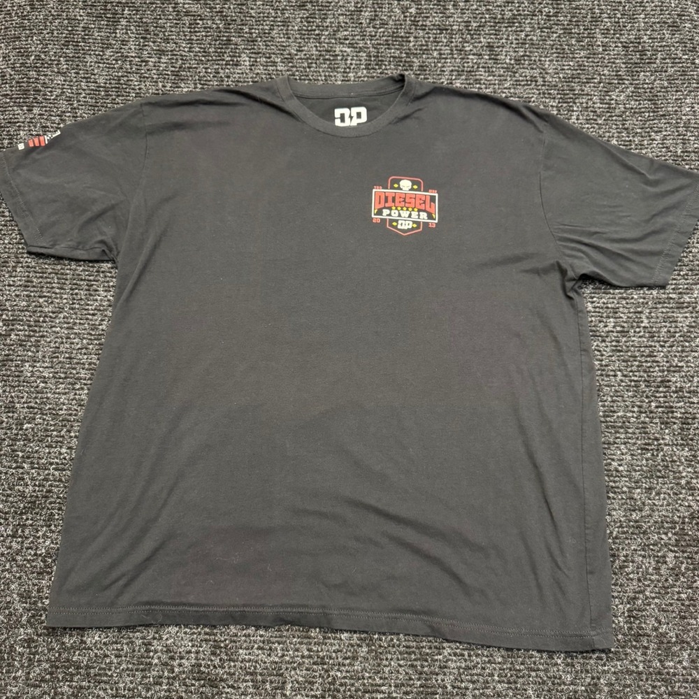 Diesel Power Gear Mens Black Graphic T-Shirt Skull Logo 3XL Short Sleeve